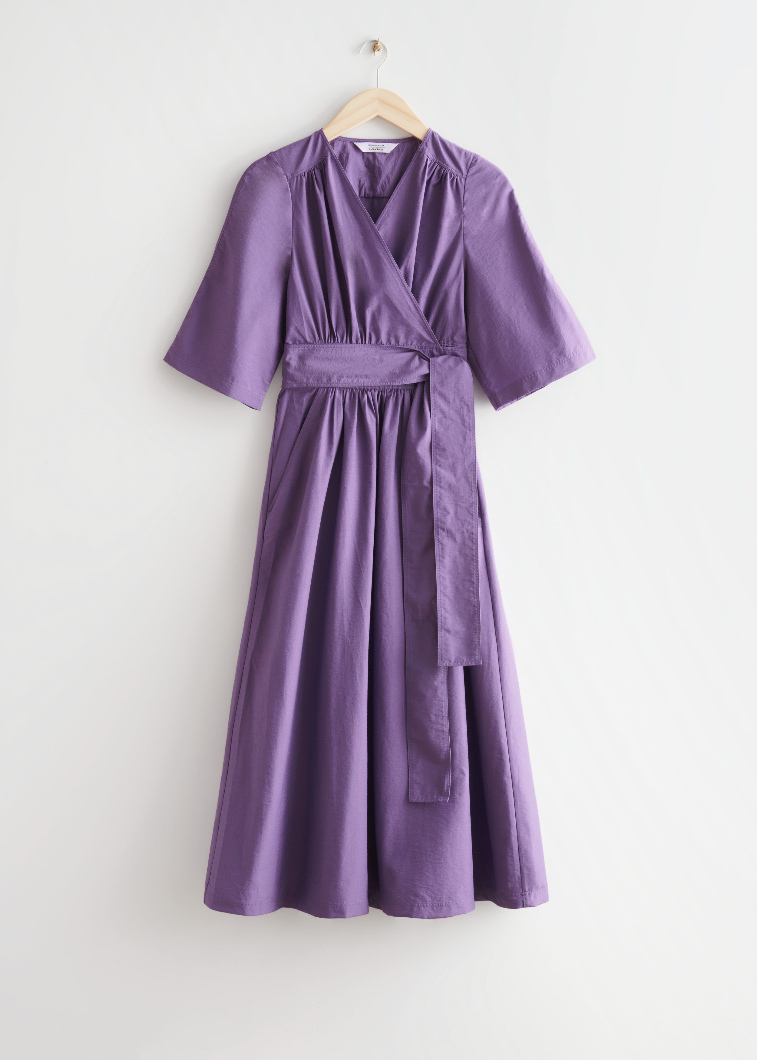 Voluminous Midi Wrap Dress Purple ...